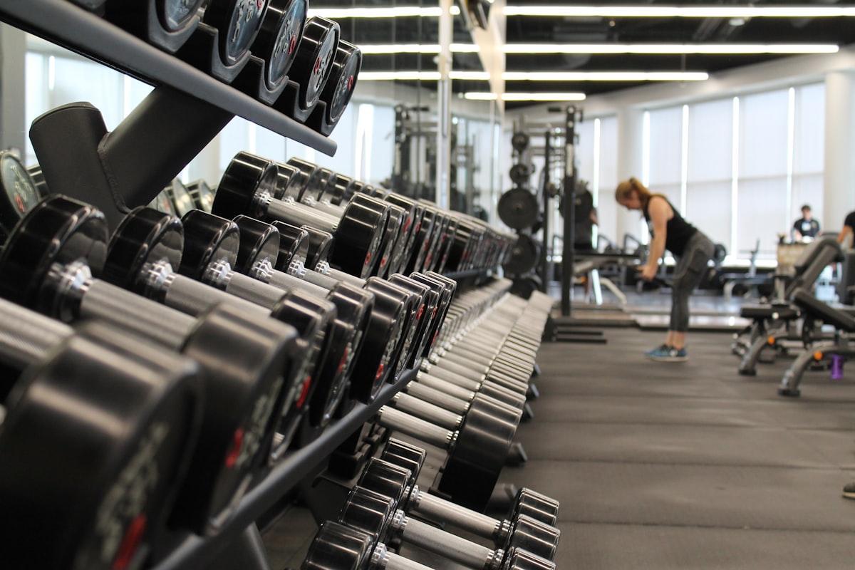 Fitness equipment in a clean gym facility